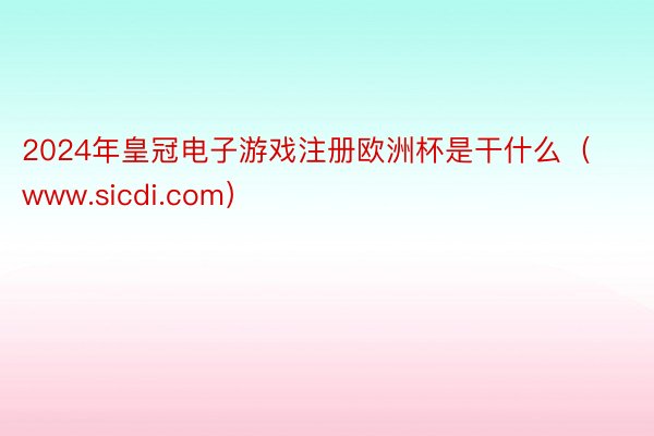 2024年皇冠电子游戏注册欧洲杯是干什么（www.sicdi.com）