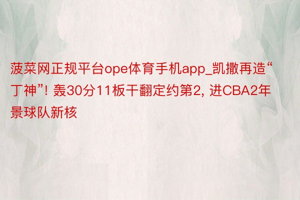 菠菜网正规平台ope体育手机app_凯撒再造“丁神”! 轰30分11板干翻定约第2, 进CBA2年景球队新核